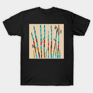 Colorful bamboo leaves on sand background T-Shirt